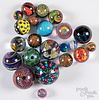 Twenty-two contemporary art glass orbs/marbles