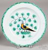 Leeds green feather edge peafowl plate, 19th c.