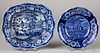 Historical blue Staffordshire dish and plate