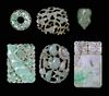 Collection of Six Carved Jadeite and