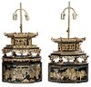 Pair Carved, Black Lacquered and Gilt