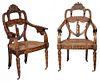 Pair Oak Armchairs Made in tribute to Lord Nelson's Ship HMS Victory