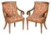 Pair Classical Style Upholstered