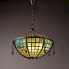 Mosaic Glass Hanging Lamp Attributed to Tiffany Studios