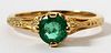 .77CT NATURAL EMERALD SOLITAIRE & 14KT GOLD RING