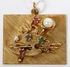 14KT YELLOW GOLD & PEARL CHARM PENDANT