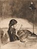 James Abbott McNeill Whistler (American, 1834-1903)      Reading by Lamplight