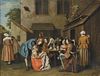 Peter Jacob Horemans (Flemish, 1700-1776)      Figures Gathered in a Tavern Courtyard