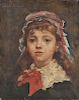 Attributed to Alessandro Altamura (Italian, 1855-1918)      Head of a French Girl in a Beribboned Cap