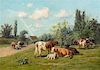 William Baptiste Baird, (American, 1847-1899), Country Landscape with Cattle and Sheep