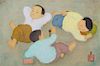 * Mai Trung Thu, (Vietnamese, 1906-1980), Trois enfants couches, 1964