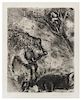Marc Chagall, (French/Russian, 1887-1985), L'ours et les deux compagnons (pl. 63 from Les fables de la Fontaine), 1952