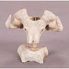 Stan Hill (Canadian Mohawk Tribe, 1921-2003) Horned Skull, Carved big horned ram's bone,
