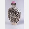 A Chinese Silver Snuff Bottle, 20th Century.