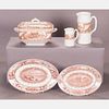 A Partial Set of Staffordshire Brown Transferware Serving Items, 20th Century.