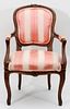 FRENCH CARVED WALNUT & UPHOLSTERED CHILD'S CHAIR
