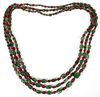 700CT NATURAL RUBY & EMERALD BEAD NECKLACES, THREE