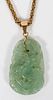 14KT GOLD CHAIN & HARDSTONE PENDANT NECKLACE