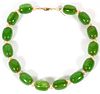 GREEN AMBER BEAD PEARL & GOLD FILLED NECKLACE