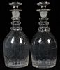 HAND-BLOWN CRYSTAL DECANTERS PAIR