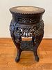 1920's Carved Chinese Plant Stand with Marble Insert
