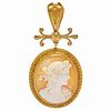 NO RESERVE, ANTIQUE VICTORIAN CARVED SHELL CAMEO PENDANT