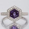 NO RESERVE, AMETHYST AND DIAMOND CLUSTER RING