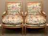 KARGES LOUIS XVI STYLE CARVED GILT WOOD FAUTEUILS