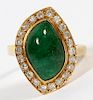 18 KT YELLOW GOLD & EMERALD AND DIAMOND RING SIZE 8