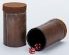 Pair of Leather Butterfly Dice Cups. American, maker unknown, ca. 1900. One cup straight, the other gaffed. A set, seemingly identical in appearance s