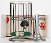 Chuck-a-Luck Cage with Two Dice, and Crown and Anchor Layout. Including a vintage chuck-a-luck cage (maker unknown, ca. 1890), 15î high, nickel-plate
