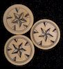 Three Star Design Ivory Poker Chips. American, ca. 1890. Star design in two concentric circles. Excellent.
