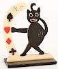 Black Cat Trump Indicator. Circa 1930. Celluloid trump indicator. Paw points to the correct suit. Excellent.