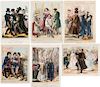 SIX COLOR LITHOGRAPHS DEPICTING TYPICAL RUSSIAN CHARACTERS AND SCENES OF THE 19TH CENTURY BY RUDOLPH ZHUKOVSKY (RUSSIAN 1814-1886)