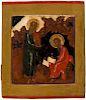 A RUSSIAN ICON OF SAINT JOHN THE EVANGELIST AND HIS DISCIPLE PROCHOROS AT PATMOS, LATE 17TH TO EARLY 18TH CENTURY
