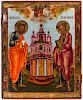 A LARGE RUSSIAN ICON OF SAINTS PETER AND PAUL, MID 19TH CENTURY