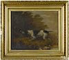 American oil on canvas of a hunting dog, 19th c., 17'' x 21''.