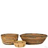 Three Native American basketry bowls, 20th c., largest - 10'' dia.