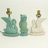 Three (3) Pieces Vintage Van Briggle Pottery Including Two (2) Swan Lamps and One (1) Owl Figure together with The Collector's Encyclopedia of Van Bri