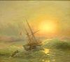 Attributed to: Ivan Konstantinovich Aivazovsky, Russian (1817-1900) Oil on Canvas, Sunset on the Seas.