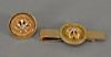 14K gold two piece lot including tie clip and cuff link, 39 grams including backing on clip.