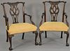 Pair of mahogany Chippendale style armchairs.