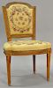 Marc Gautron Louis XVI side chair with upholstered back and seat, stamped M. Gautron.