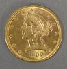 1900 $5. Liberty gold coin.