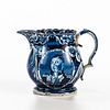 Staffordshire Transfer Decorated Historical Blue "Welcome La Fayette the Nations Guest and Our Country's Glory" Jug