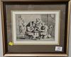 After David Teniers (1629-1670) engraving, Playing Cards, monogrammed in plate DT