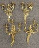 Two pair of brass Louis XV style candle sconces