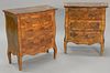 Pair of burlwood small commodes. ht. 27 1/2" x wd. 24 1/2", dp. 12 1/2"