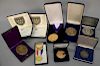 Group of nine medals, bronze Sir Harold Acton, Republican medals, Converse College bronze medal, etc.