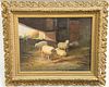 Jef Louis Van Leemputten (1865-1948), oil on canvas of sheep in a bar signed J